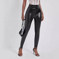 European And American Style Women Fashion Tight-fitting Cinched Hip Bag Leather Pants