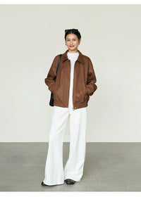 Retro Lapel Feminine Loose-fitting Casual Jacket Top For Women