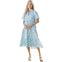Women's Fashionable Printed Tiered Short-Sleeve Dress