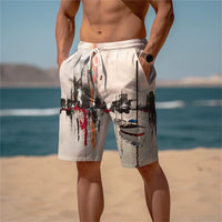 New Summer Breathable Hawaiian Printed Plaid Men's Shorts