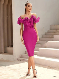 Off-the-shoulder V-neck Elegant And Sexy Bodycon Dress