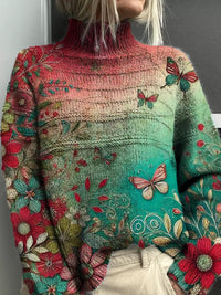 Christmas Abstract Print Casual Cardigan Coat