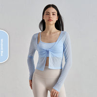 Bunchy Yarn Nude Feel Yoga Clothes Women's Twisted Layered Design Sports Long Sleeve