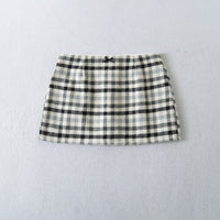 Plaid Bow-Knot Low-Waist Skirt For Women