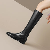 Women's Round-toe Mid-heel Knee-high Riding Boots