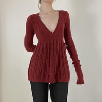 Summer New Fashion Sexy V-neck Leisure Warm Comfortable Sweater Top Women