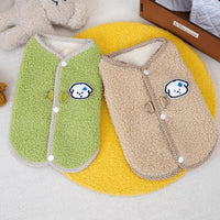 Cute Dog Thickened Coral Fleece Sweatshirt Vest With Leash Ring Autumn Winter Dog Outfit For Indoor Cats And Small Dogs