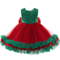 Children's Skirt Christmas Sequin Dress With Bow