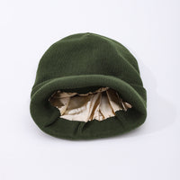 Womens Hair-protecting Warming Knitted Satin Beanie