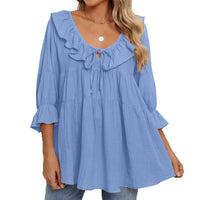 Womens Casual Crew-neck Layered Shirt