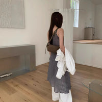 Laid-back Sheer Plaid Slip Dress