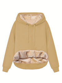 Warm Fleece Hooded Sports Sweatshirt With Pockets