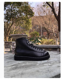 Dark Retro Distressed Motorcycle Monkey Face Short Face Worker Boot
