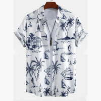 Digital Printing Feather Short Sleeve Lapel Loose Shirt