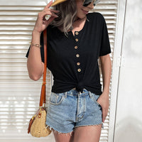Women's Casual Button-Up Short-Sleeve T-Shirt