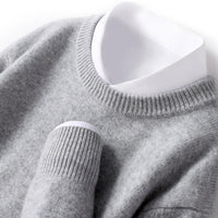 Men's Thickened Pullover Sheep Fur Sweater Loose Round Neck Solid Color Sweater