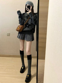 Idle Style Soft Glutinous Suit Flower Long Sleeve Sweater