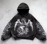 Vintage Skull Pattern Printed Sweater Pullover Hoodie