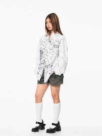 Letter Printed Striped Long-sleeved Shirt Women's Shirt Jacket