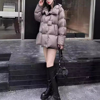 Short Hooded Double Zipper 90 White Duck Down Lightweight Down Warm Jacket