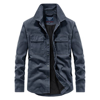 Spring New Denim Long-sleeved Shirt Men Washed Long Lining