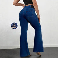 High-waisted Stretchy Slim-fit Faux Denim With A Print