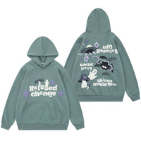 American High Street Thickened Fleece-lined Couple Print Pullover Hoodie Sweater Men And Women