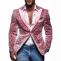 European And American-style Slim-fit Leopard-print Two-piece Suit