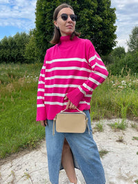 Women's Loose Striped Turtleneck Sweater