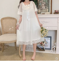 Woman Robe Nightgown Long Sleepwear Vintage Elegant Homewea