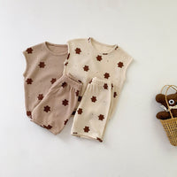 Children's Sleeveless Suit Korean Cute Printed Cotton Baby Two-piece Set
