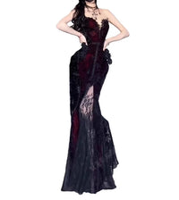 French-style Dark Slimming Lace Patchwork Dress Womens Two-piece Set Sexy Chic Tassel Shawl Long Skirt