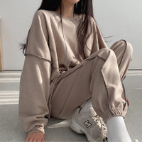 Womens Long-Sleeve Top And Pants Two-Piece Set Fashionable Casual Sportswear