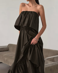 Fashionable Ruffled Strapless Dress