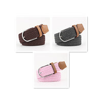 Women's Canvas Belt Student Pants Casual Stretch Braided Needle Buckle