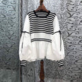 Striped Top Drawstring Long Sleeve Inner Wear Loose Shirt