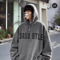 American Hooded Sweater Men's Plus Velvet Autumn And Winter Type Loose
