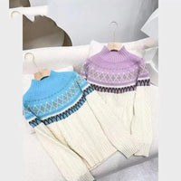 Jacquard Semi High Neck Woolen Sweater