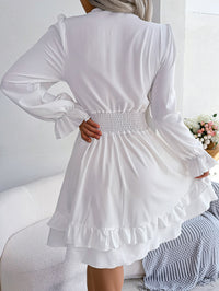 Women  Casual Tie Waist Ruffle Trim Flowy Dress