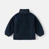 Boys' Thickening Coat Fleece Stand Collar Stitching