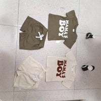 Waffle Towel Embroidery Short Sleeve Shorts Suit