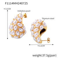 European And American Retro Drop Shape Inlaid Artificial Pearl Earrings