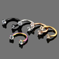 Stainless Steel Hoop Earrings With Diamond-encrusted Zircon Studs For Cartilage Piercings
