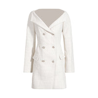 Off-shoulder Long Sleeve Waist-tight Design Pocket Stitching High-grade Sense Dress