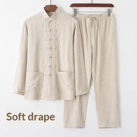 Cotton And Linen Tang Suit Vintage Loose Set