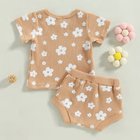 Children's Waffle Printed Two-piece Suit