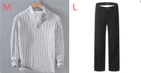 Half-high Neck Thickened Thick Needle Men's Sweater Zip Loose Pullover Knitwear