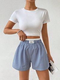 Elastic High-waist Buttoned Loose Casual Comfortable Basic Shorts