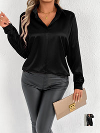 Springsummer Satin Shirt Long-sleeved Satin Top