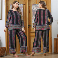 Euro-American Classic Retro Printed Crew-Neck Loose Loungewear